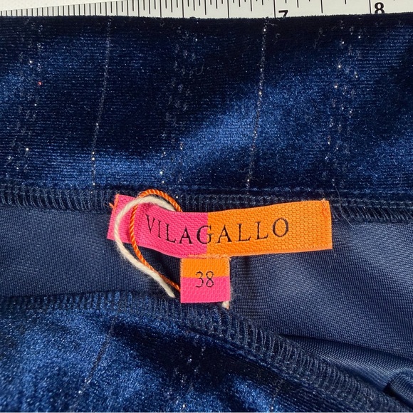 Vilagallo Venus Navy Velvet Glitter Stripe Cocktail Pants – EU 38 / US 6 – NWT - Picture 2 of 11